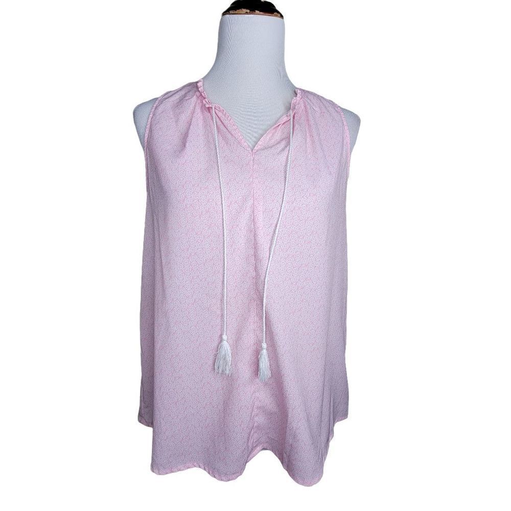 Gap Tassel Sleeveless Circle Block Print Blouse Pink Size Small